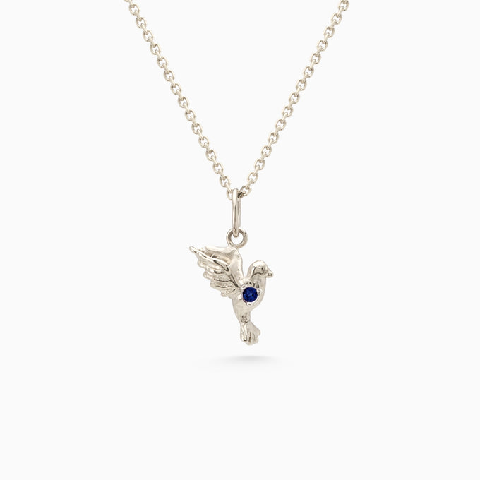 Birthstone Bluebird Pendant | White Gold