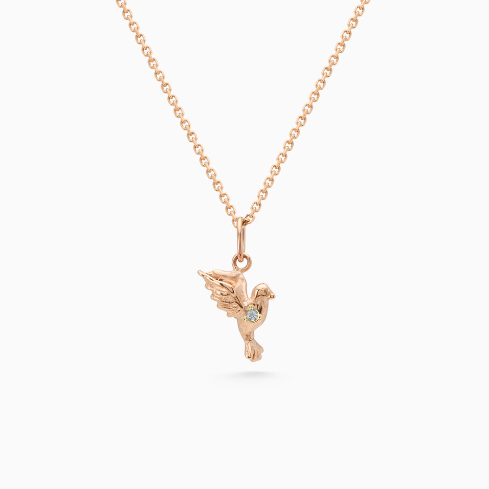 Birthstone Bluebird Pendant | Rose Gold
