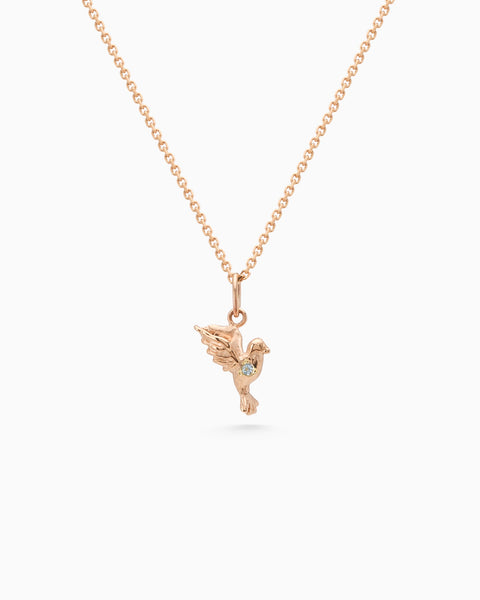 Birthstone Bluebird Pendant | Rose Gold