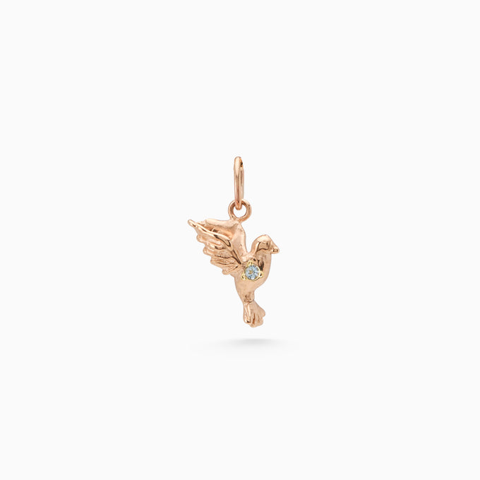 Birthstone Bluebird Pendant | Rose Gold