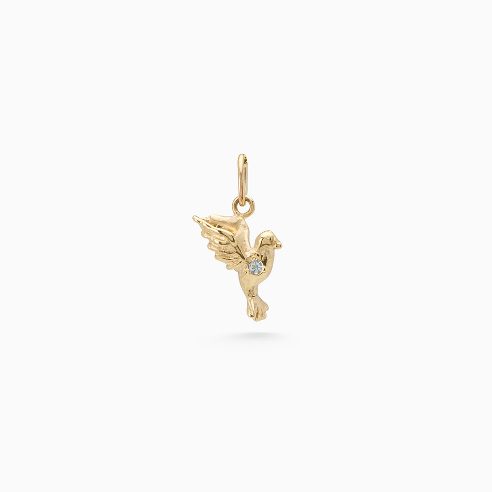 Birthstone Bluebird Pendant | Yellow Gold