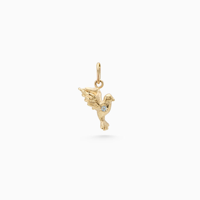 Birthstone Bluebird Pendant | Yellow Gold
