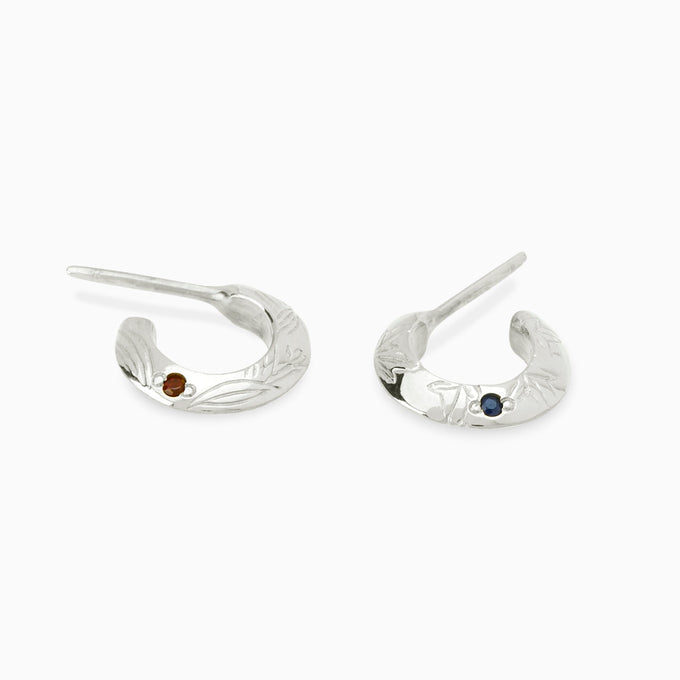 Birthflower Stone Huggies | Solid White Gold