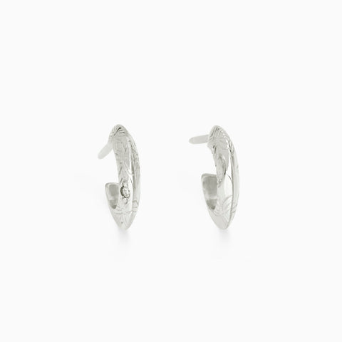 Birthflower Stone Huggies | Solid White Gold