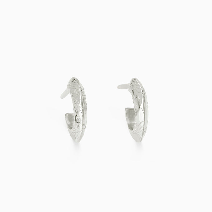 Birthflower Stone Huggies | Solid White Gold