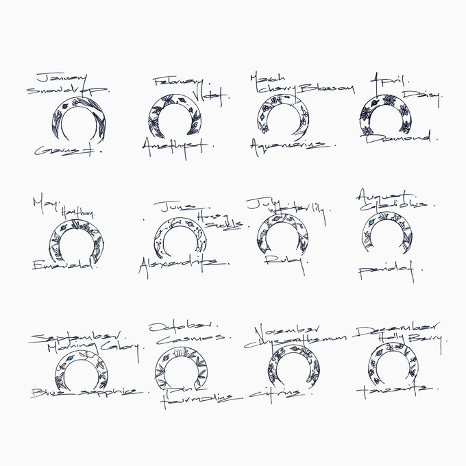 Birthflower Cuff | Solid Gold