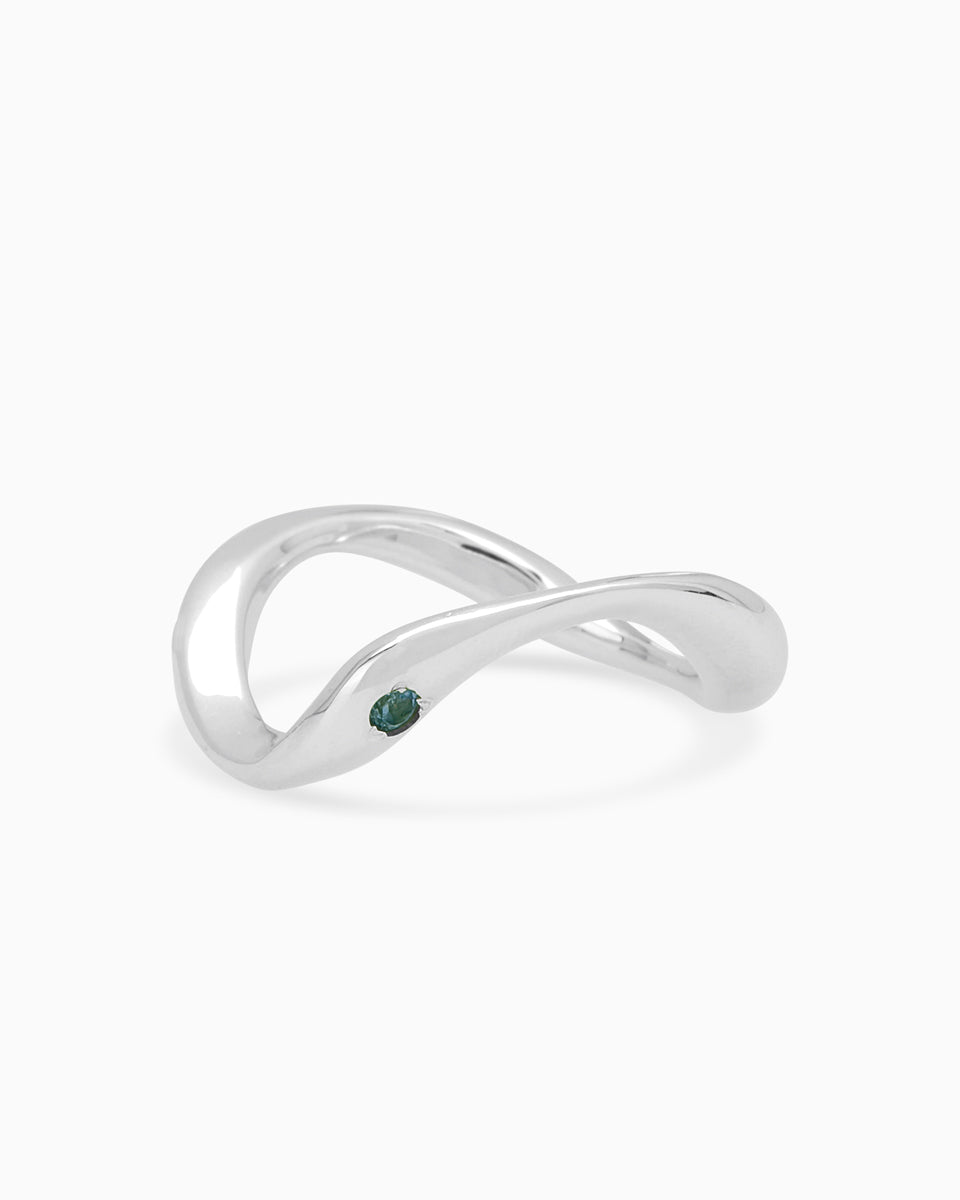 Curve Stone Ring 2.0 | Solid White Gold