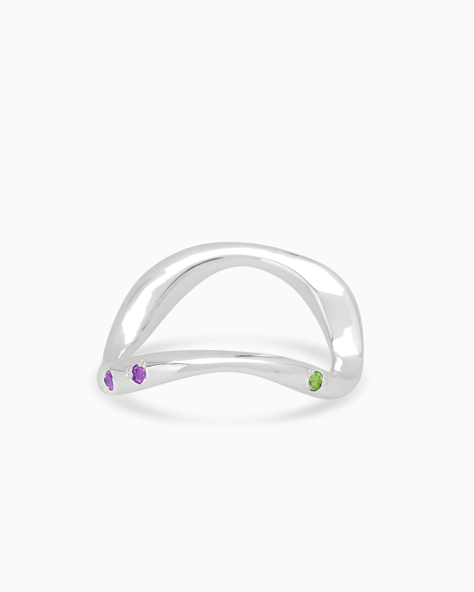 Curve Stone Ring 1.0 | Solid White Gold
