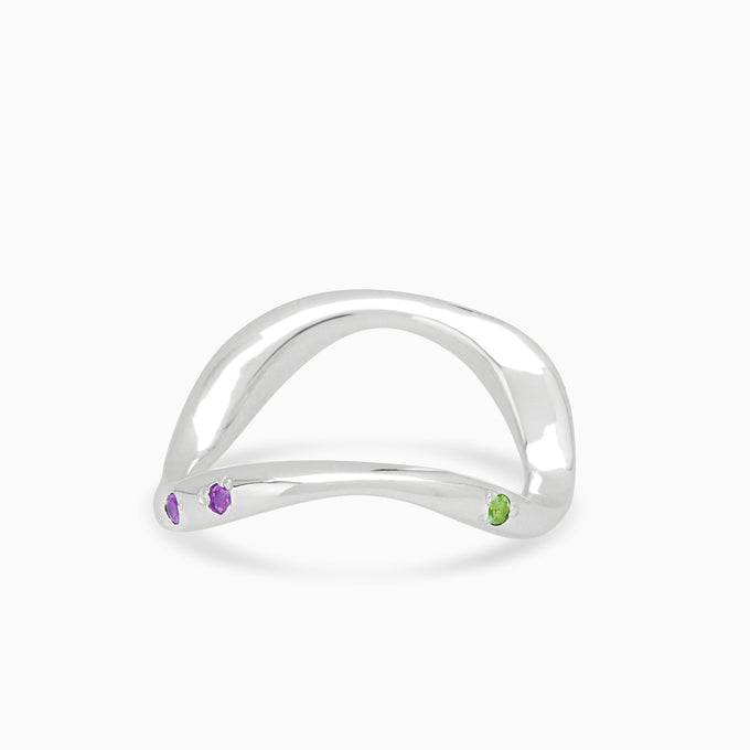 Curve Stone Ring 1.0 | Solid White Gold