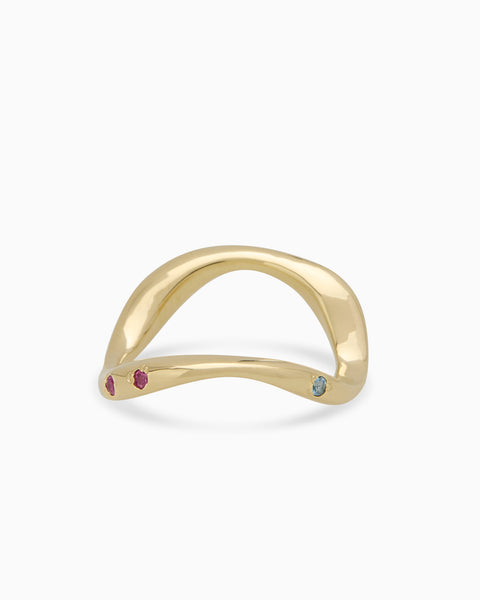 Curve Stone Ring | Solid Gold