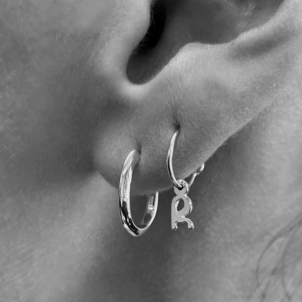 Tiny Letter Earring | Silver