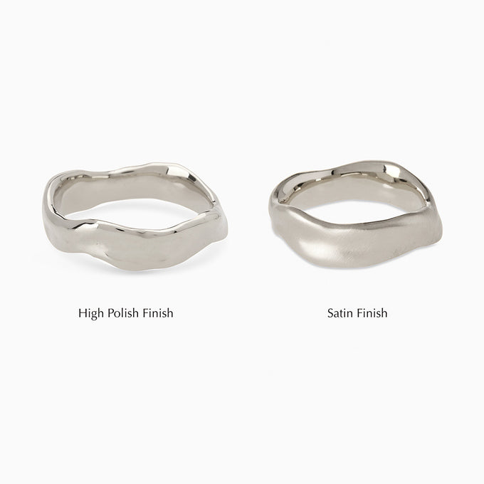 Custom Wave Ring (Stone & Engraving) | Silver