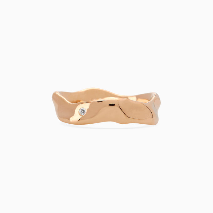 Custom Wave Ring (Stone & Engraving) | Rose Gold