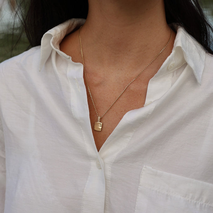 Engraved Slate Pendant | Yellow Gold
