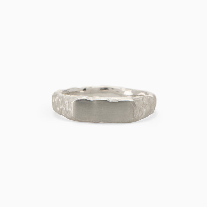 Engraved Mason Ring | White Gold