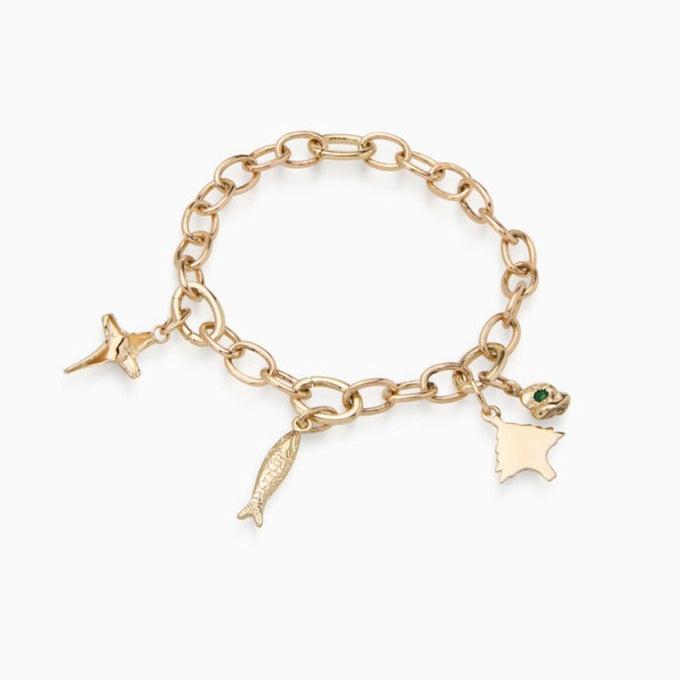 Hinge Link Charm Bracelet | Gold