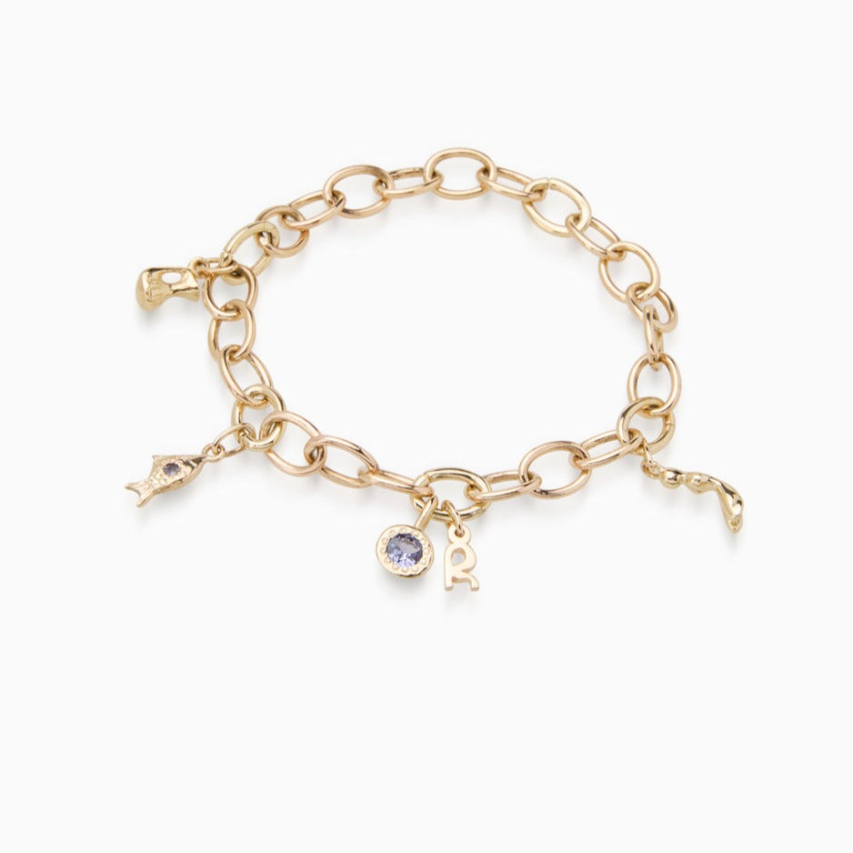 Hinge Link Charm Bracelet | Gold