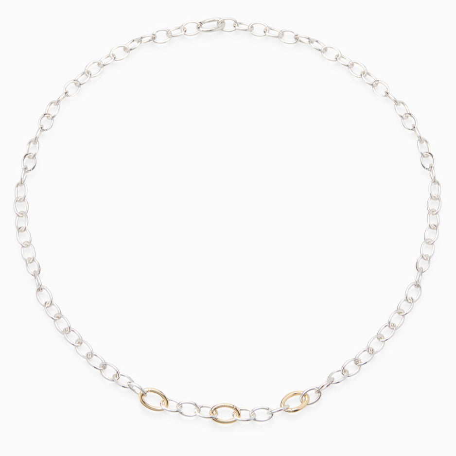Hinge Link Charm Necklace | Silver