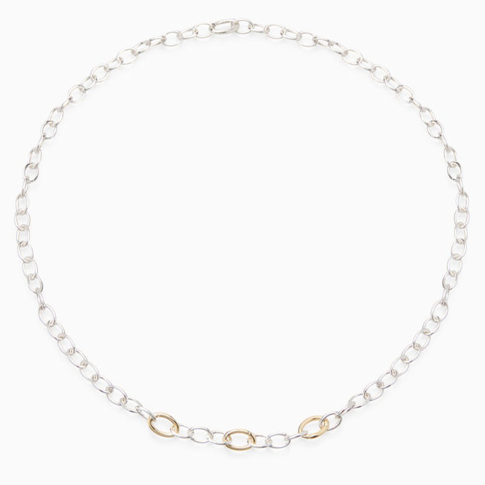 Hinge Link Charm Necklace | Silver