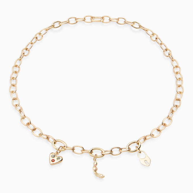 Hinge Link Charm Necklace | Gold