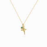 X Mini Folded Cross Necklace | Solid Gold