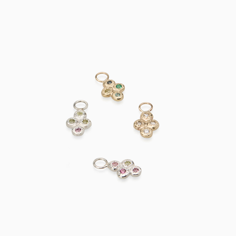 Cross Stone Earring Charm | Yellow Gold