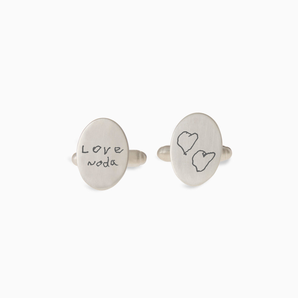 Custom Engraved Halo Cufflinks | Silver