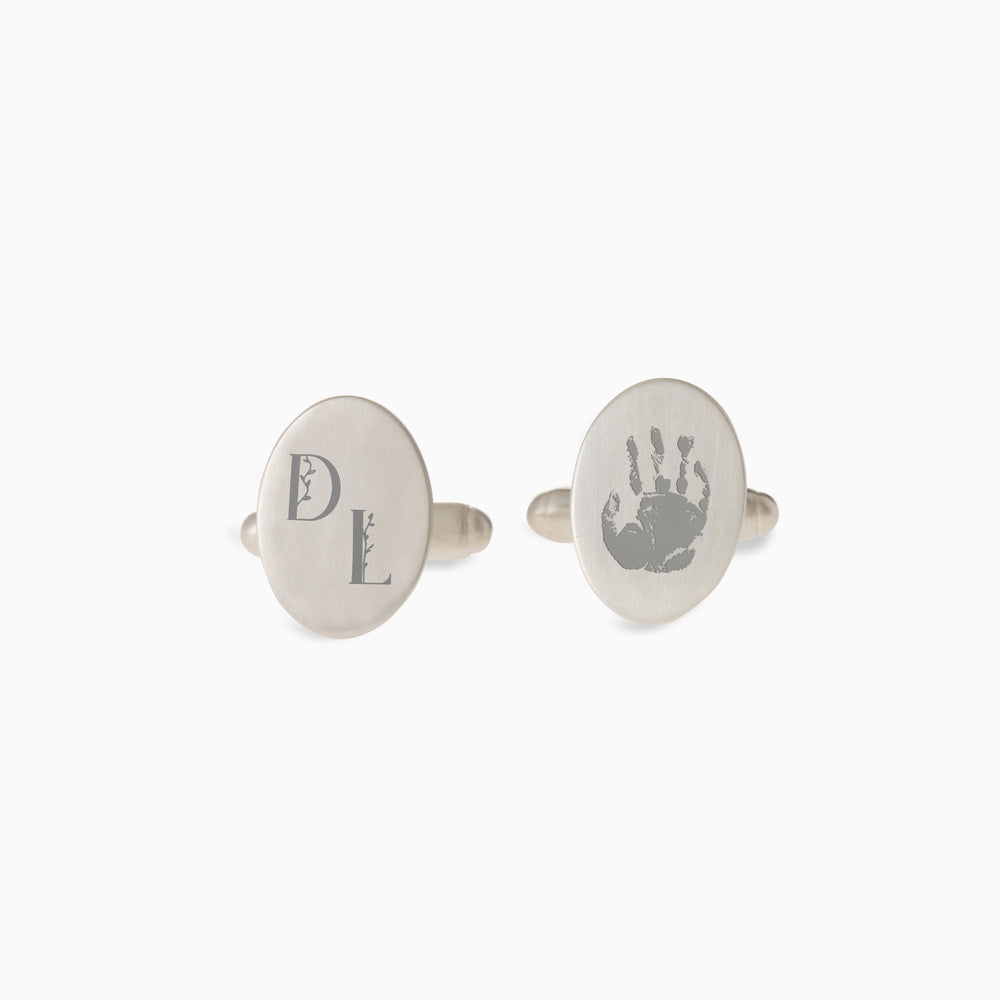Custom Engraved Halo Cufflinks | Silver