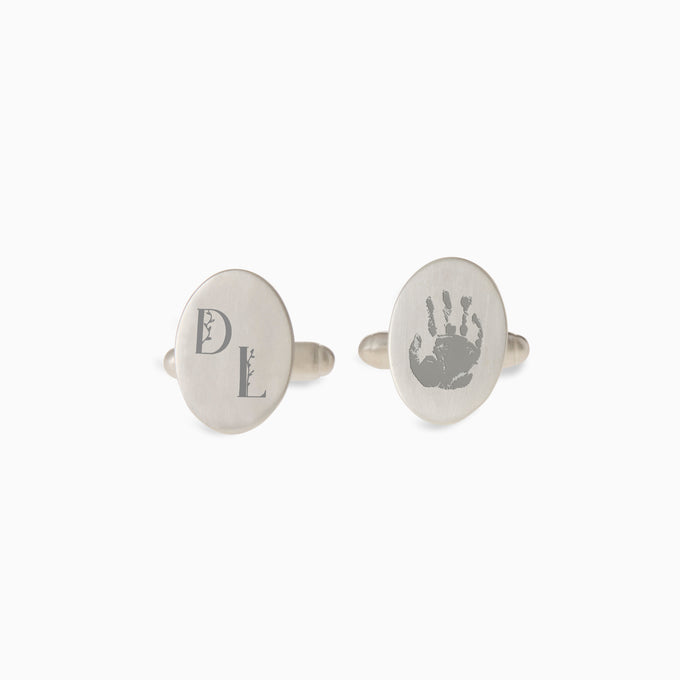 Custom Engraved Halo Cufflinks | Silver