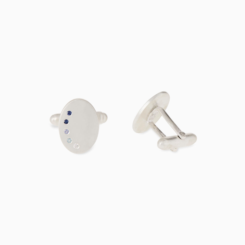 Halo Stone Cufflinks  | Silver