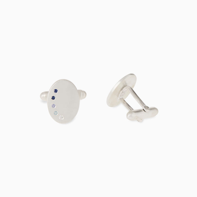 Halo Stone Cufflinks  | Silver