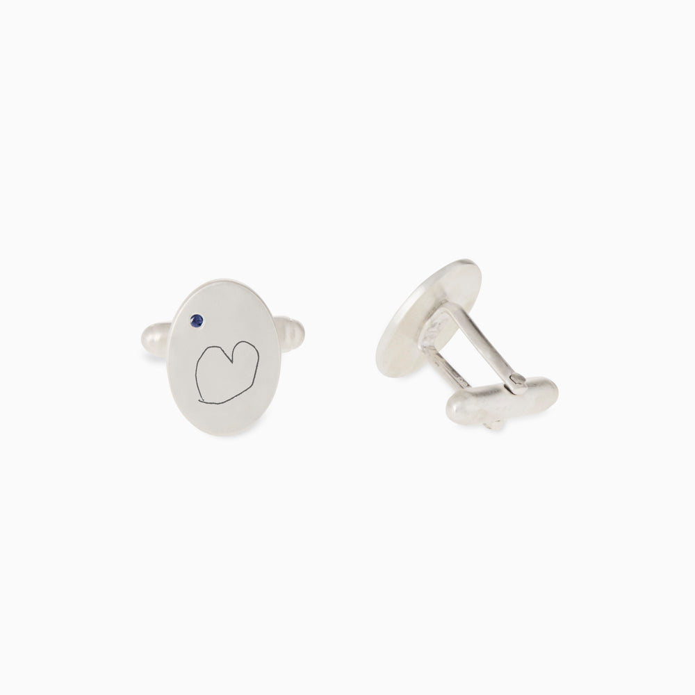 Custom Engraved Halo Cufflinks | Silver