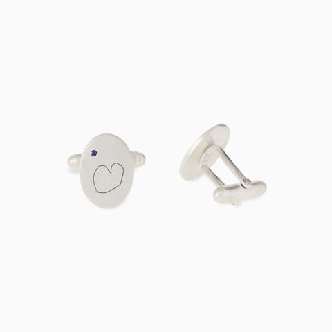 Custom Engraved Halo Cufflinks | Silver