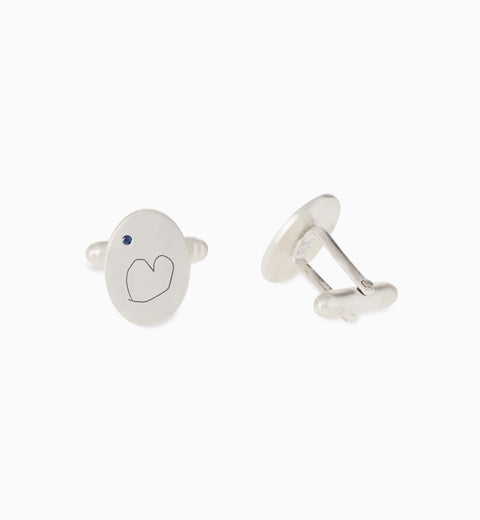 Custom Engraved Halo Cufflinks | Silver