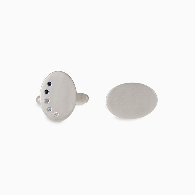Halo Stone Cufflinks | White Gold