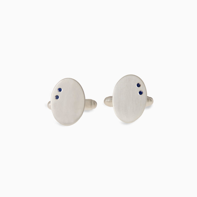 Halo Stone Cufflinks | White Gold