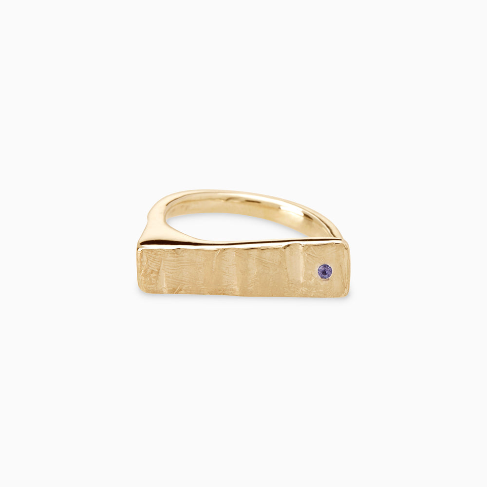 Curved Veil Stone Ring | Solid Yellow Gold