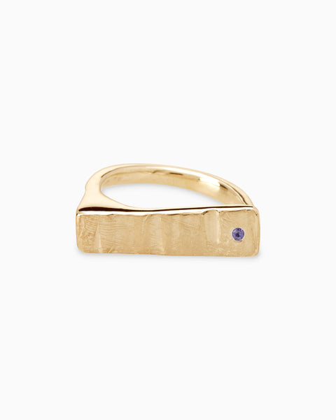 Curved Veil Stone Ring | Solid Yellow Gold