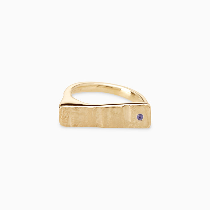 Curved Veil Stone Ring | Solid Yellow Gold