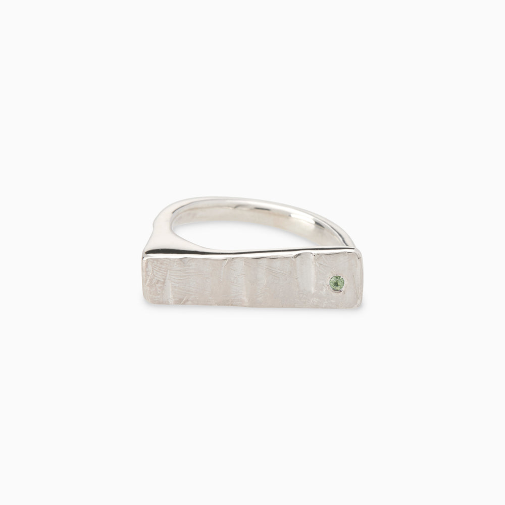Curved Veil Stone Ring | Silver