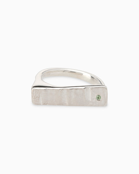 Curved Veil Stone Ring | Silver
