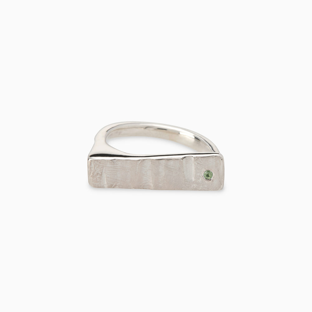 Curved Veil Stone Ring | Solid White Gold