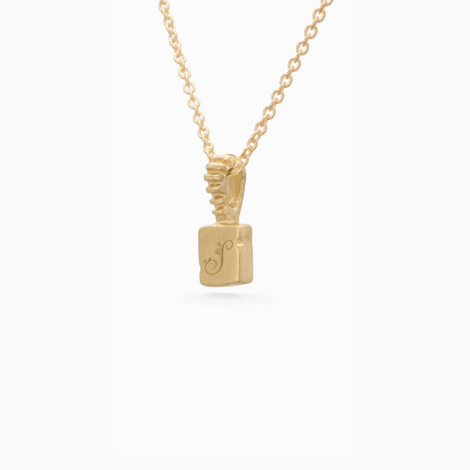 Custom X-Mini Slate Pendant (Stones & Engraving) | Yellow Gold