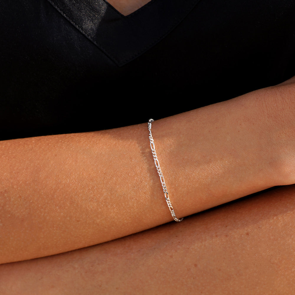 Figaro Chain Bracelet | Silver