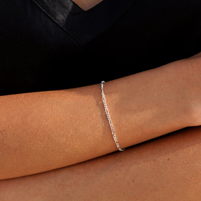 Figaro Chain Bracelet | Silver