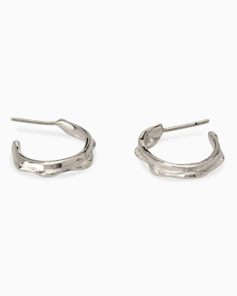 Wave Hoops | White Gold