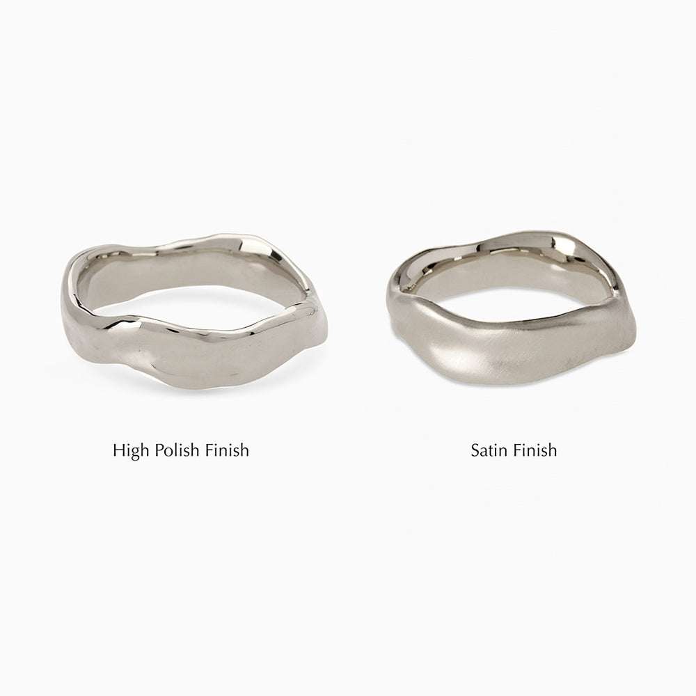 Custom Wave Ring (Stone & Engraving) | White Gold