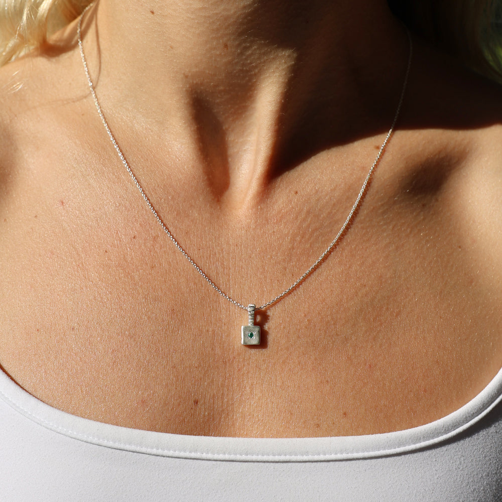 Custom X-Mini Slate Pendant (Stones & Engraving) | Silver