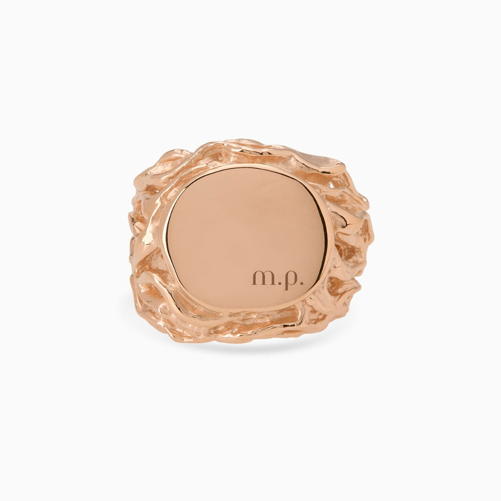 Engraved Ivy Signet Ring | Rose Gold
