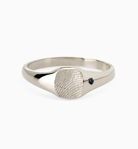 Impression™ Petite Square Signet Ring | White Gold